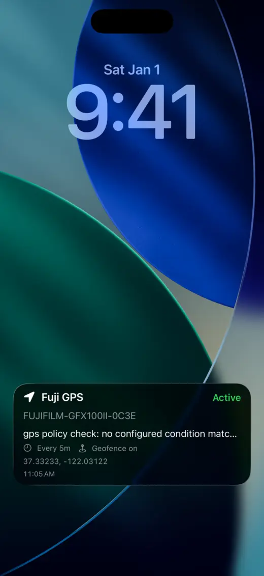Fujikage GPS live activity screen