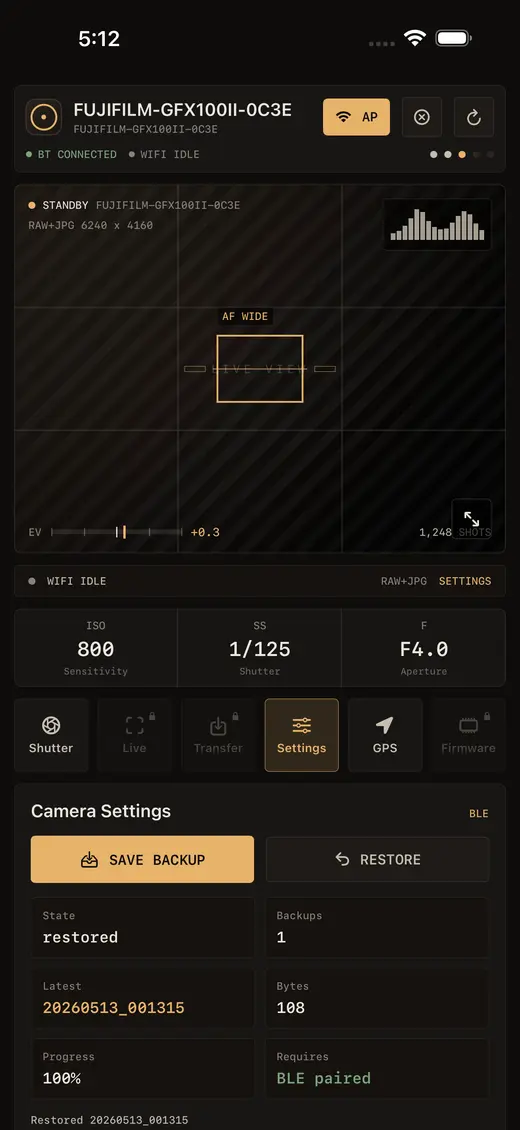 Fujikage iPhone camera settings